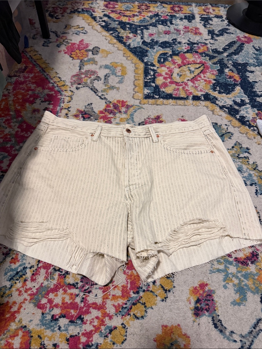 Target Cream Distressed High-Rise Jean Shorts